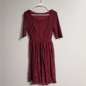 Mikarose Burgundy Lace Dress